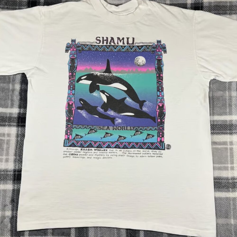 Vintage 90s Shamu Sea World Killer Whale Orca Wildlife Animal Retro T Shirt